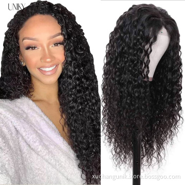 Uniky New Arrival Virgin Cambodian Human Hair Wigs For Black Women, Cambodian Water Wavy Curly Human Hair Lace Front Wigs 13*6